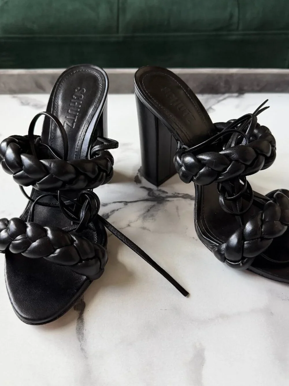 SCHUTZ Zarda Black Block Heel Sandals Size 7